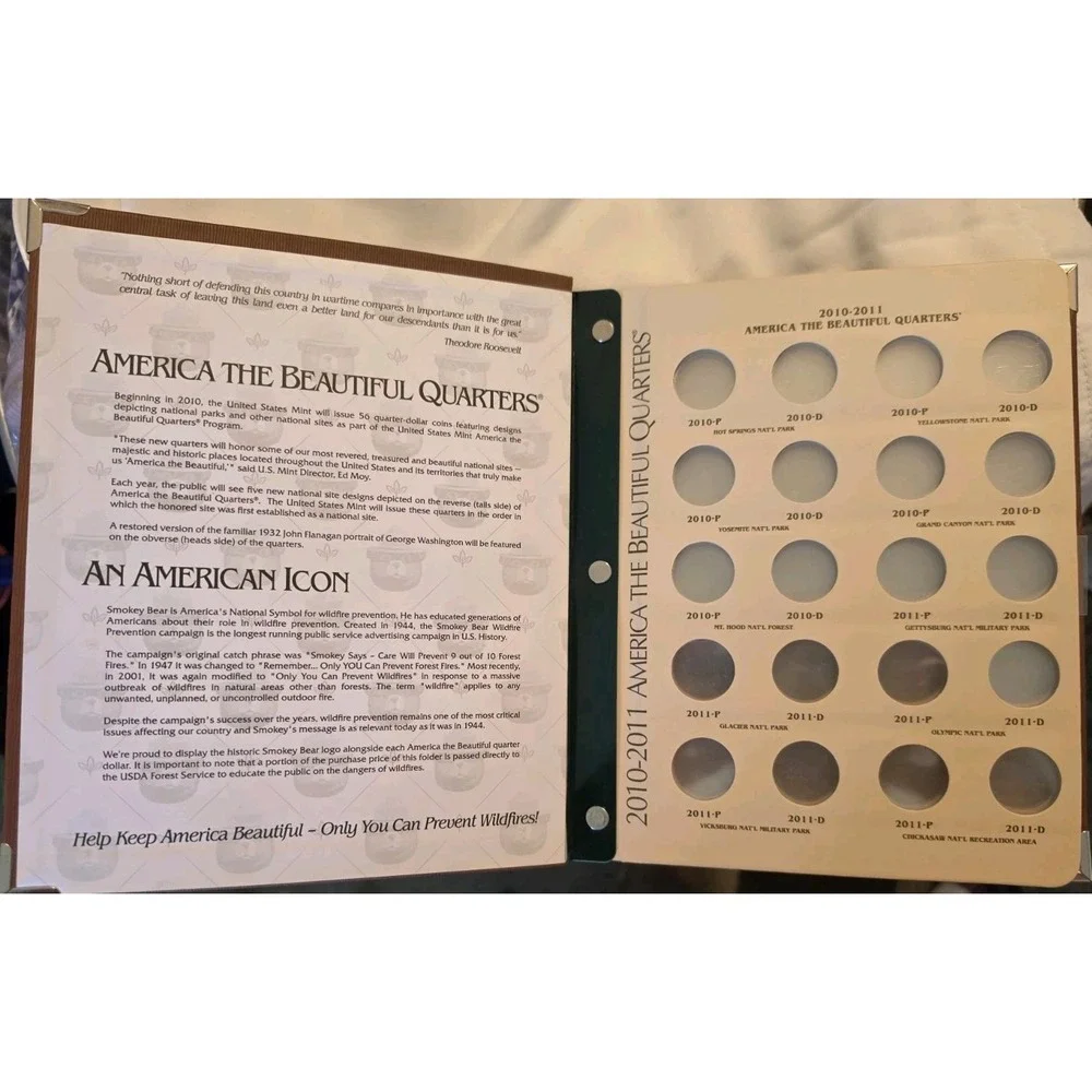 SMOKEY‎ BEAR AMERICA THE BEAUTIFUL 2010-2021 QUARTER ALBUM ONLY!